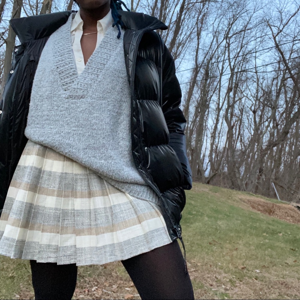 Vintage Pleated Mini skirt with stripes
